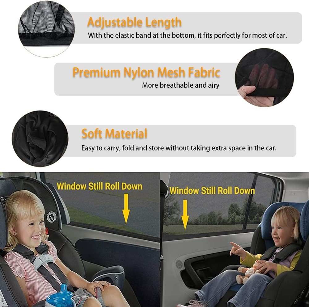 Car Window Shade, 4 Pcs Auto Side Front Rear Window Size: Car Front&Back 4Pcs