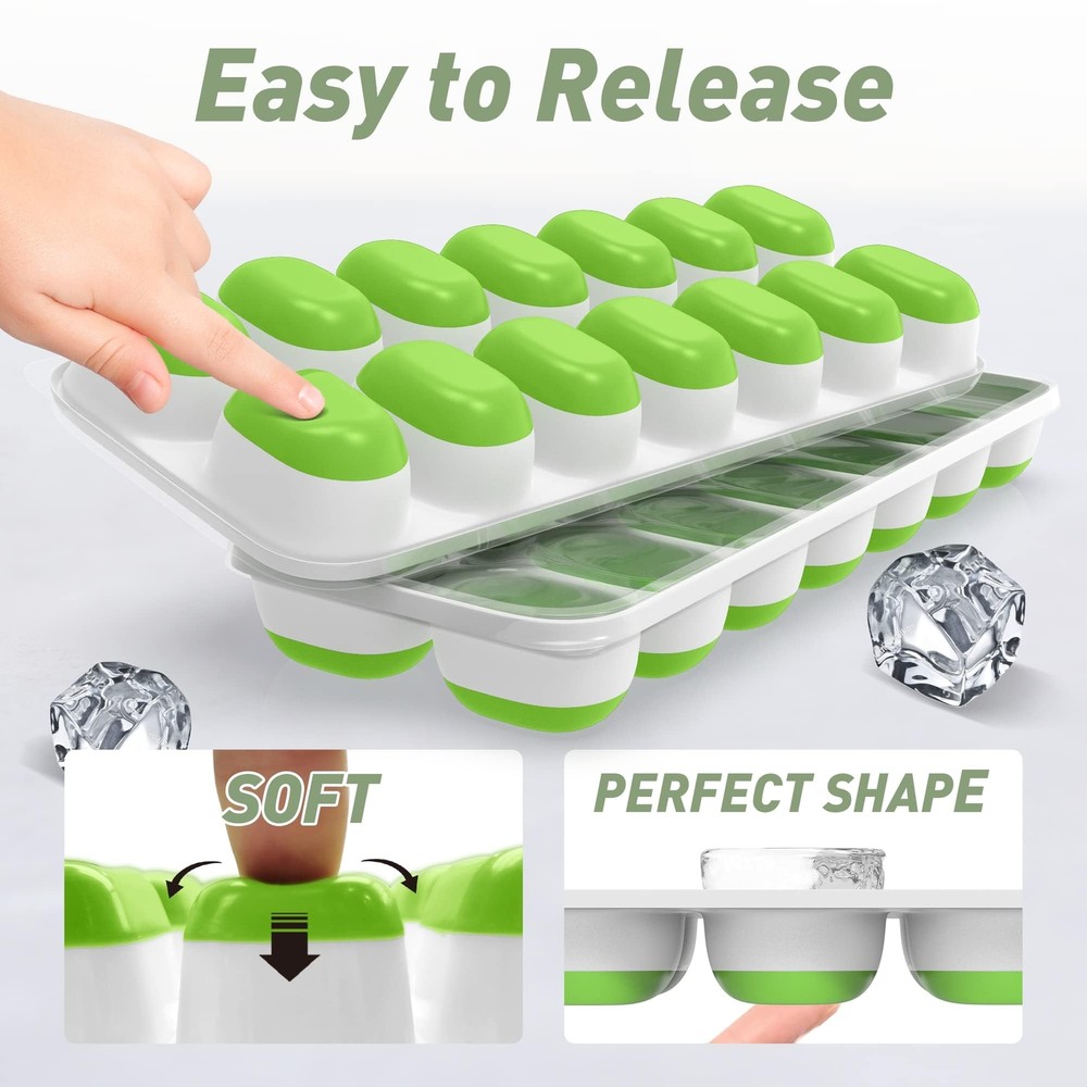 4-Pack Ice Cube Trays w/Lids – Easy-Release & Stackable for Freezer