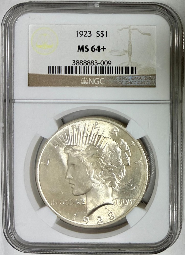 1923 Silver Peace Dollar, NGC MS-64+