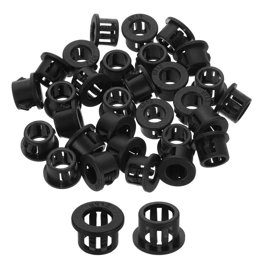 45Pcs Snap Bushing Grommets, 15/32"(12mm) Round Cable Hose Protector, Black