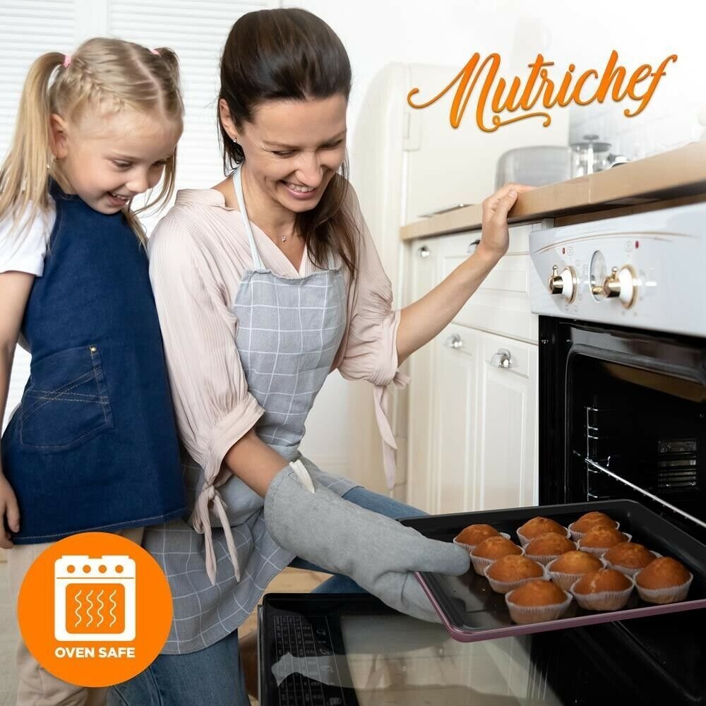 Nutrichef 8pcs. Stackable Carbon Steel Bakeware Sets- Non-Stick Coating (Purple)