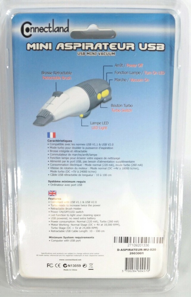 Connectland Mini USB Vacuum Turbo Power Mini