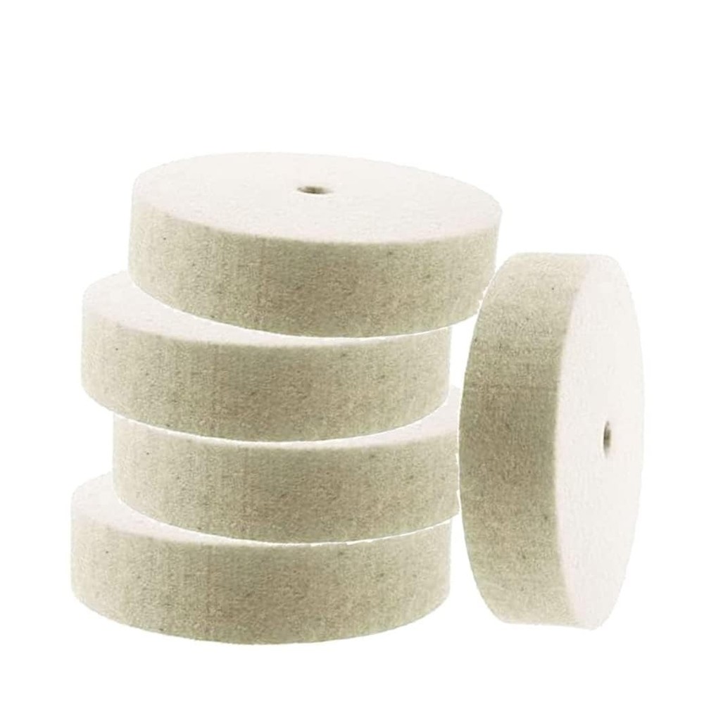5Pcs 3" Compressed Wool Polishing Wheel 3/8" Arbor Hole Wool Felt Buffing Wheels