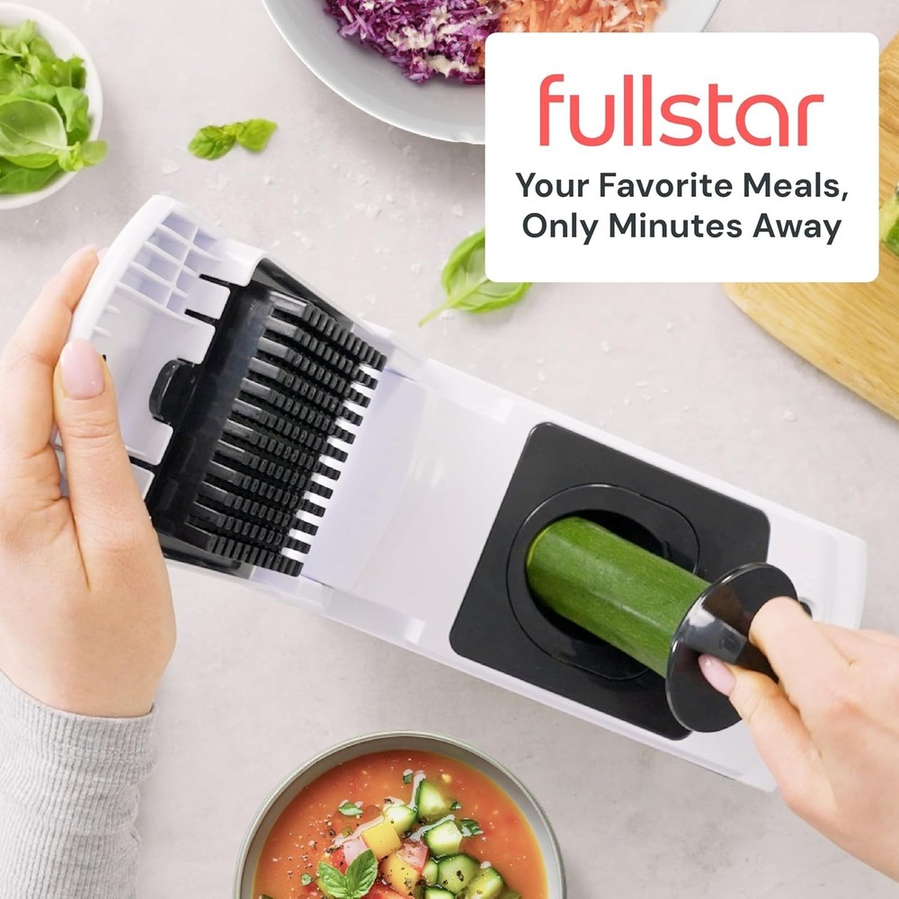 4-in-1 Vegetable Chopper & Spiralizer with Container - Easy Clean White Design