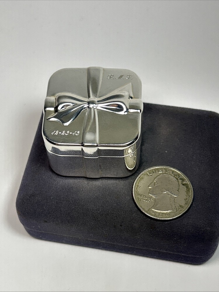 Tiffany & Co Spain Sterling Silver Present Gift Box Wrap Trinket Box Engraved