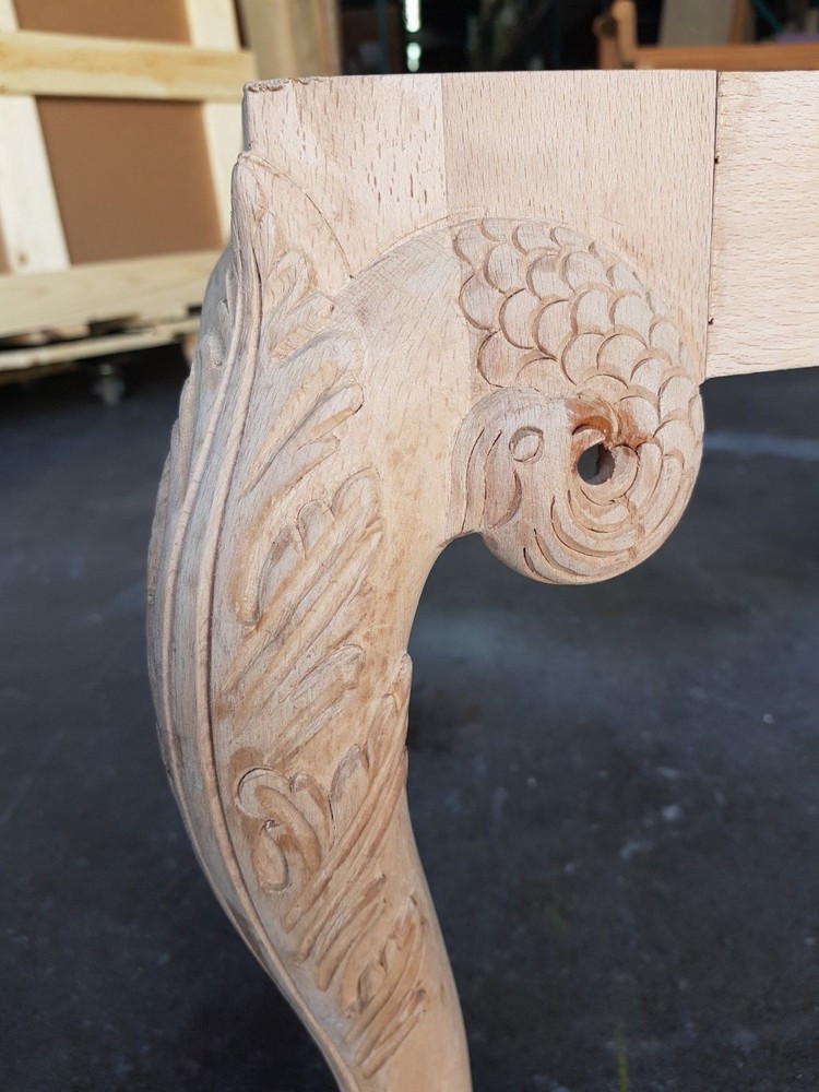 CARVING RAW WOOD BENCH FRAME ONLY NEW