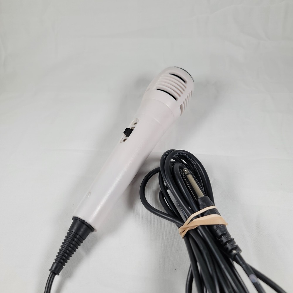 White Handheld Microphone with High Grade Low Noise Cable works