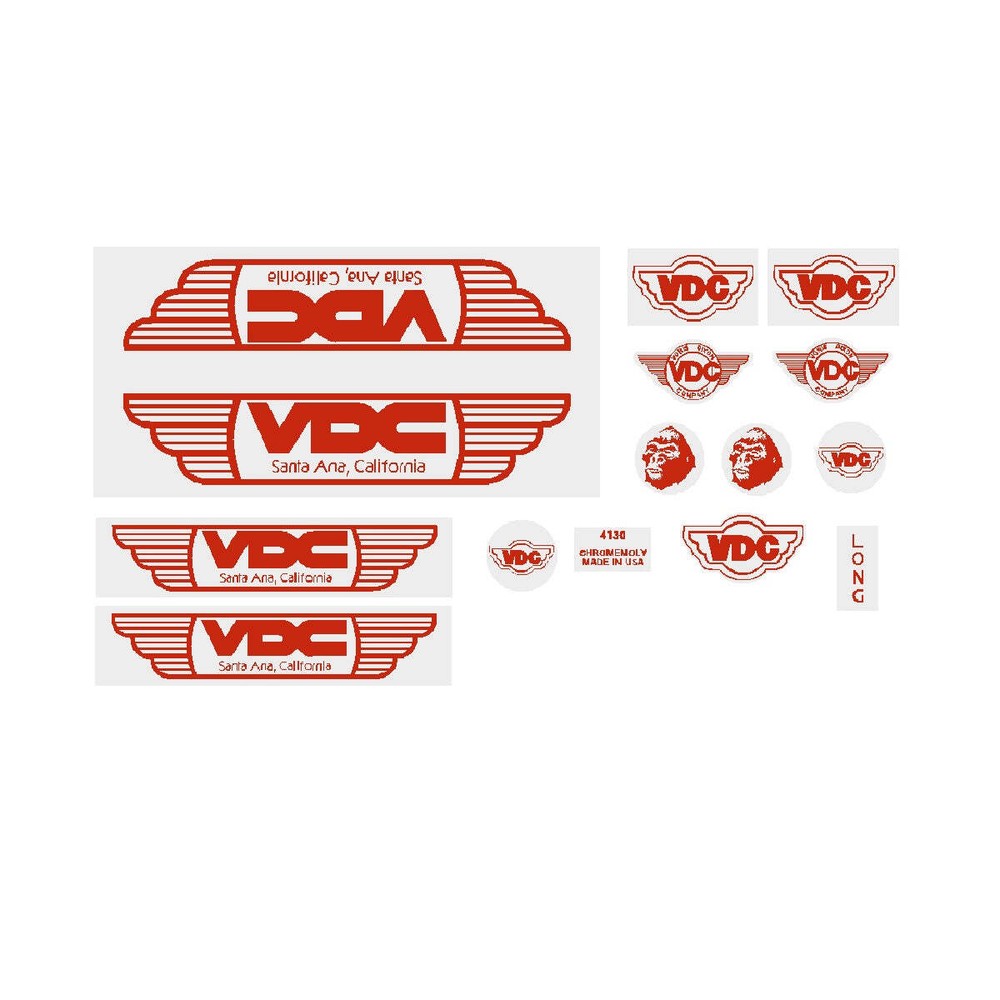 VDC - red-  frame set decals - on clear