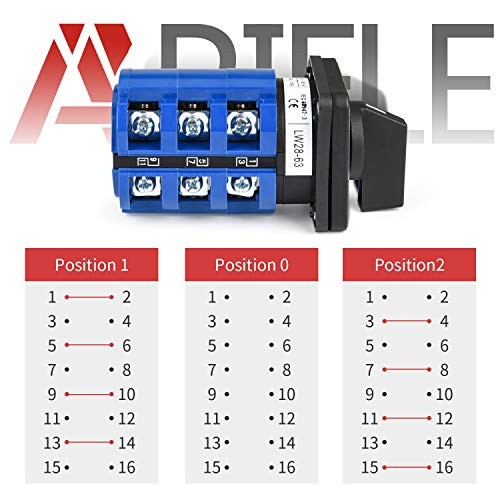 Changeover Selector Switch 63A 3 Position 16 Terminals Poles 440V Universal