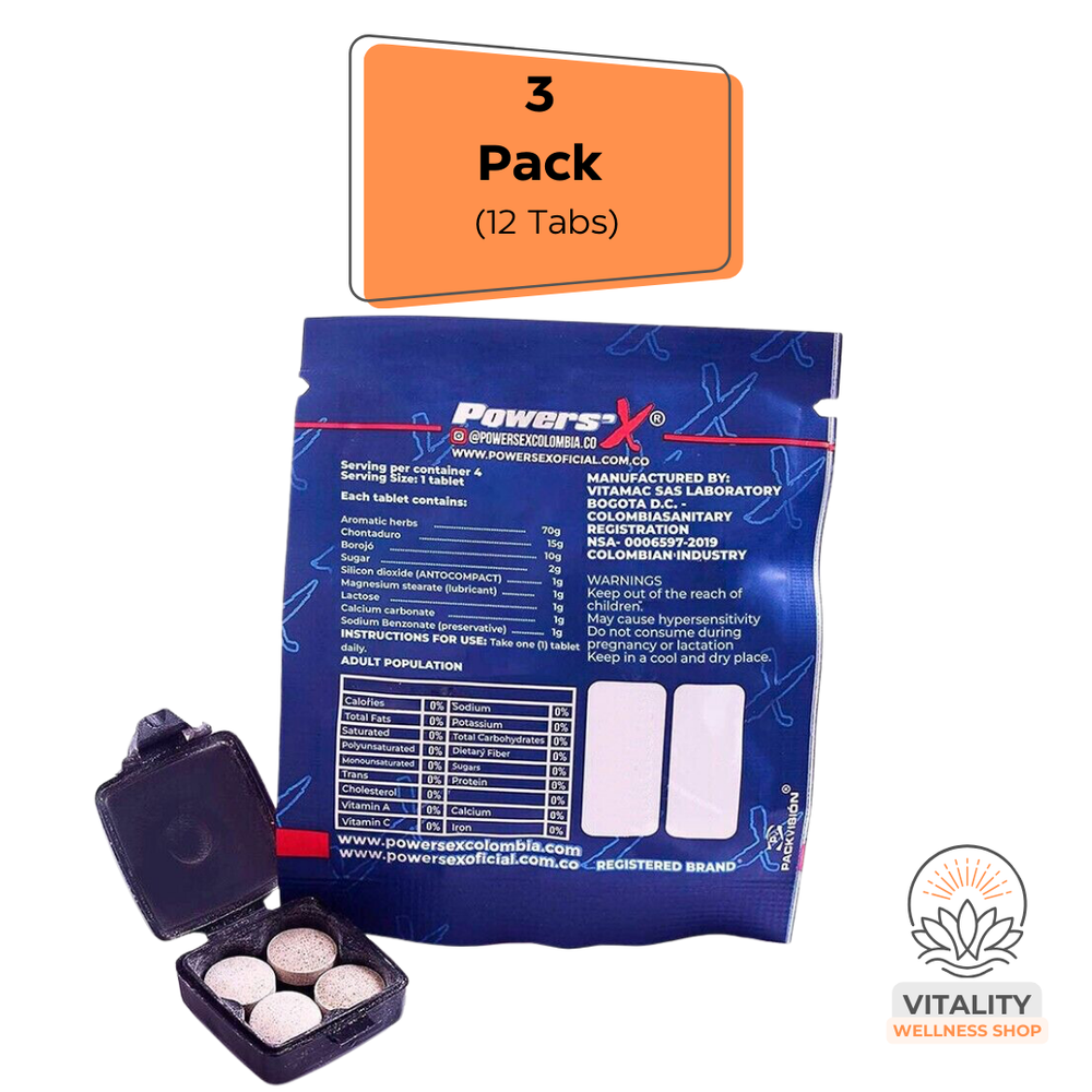 Powers'x Men's Vitality Support Natural Supplement 3 Pack (12 Tabs)