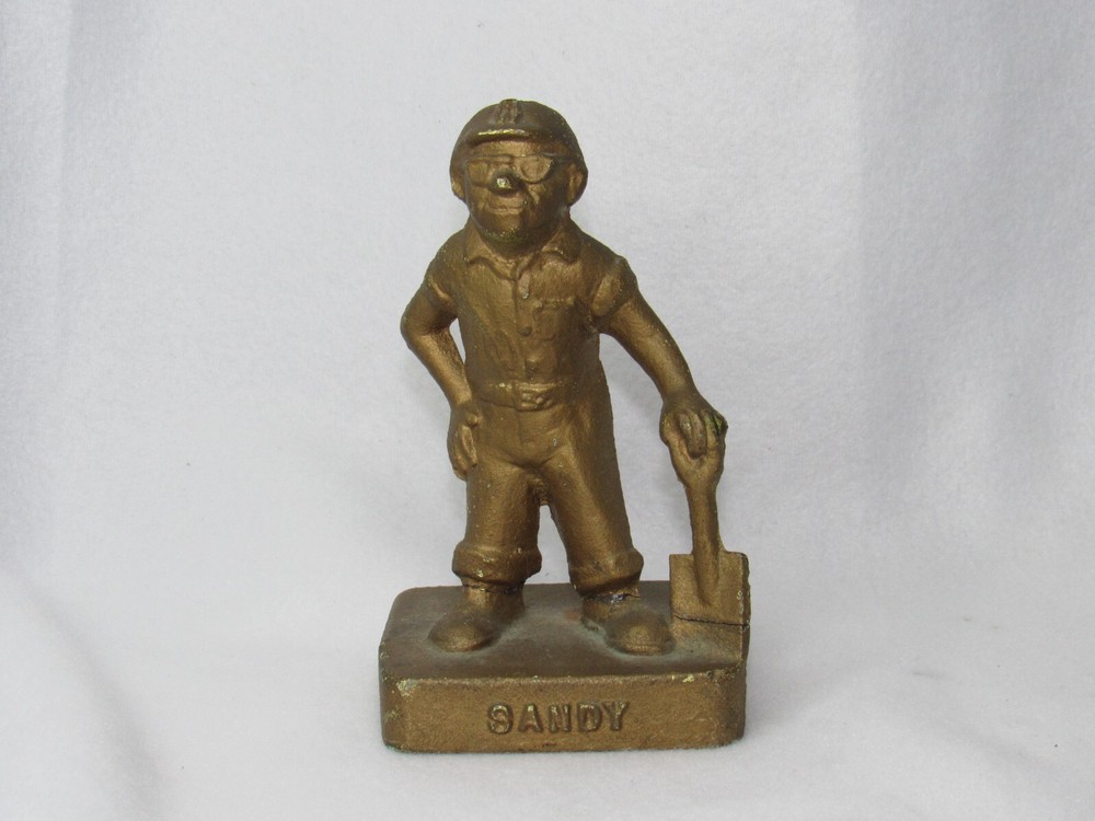 Cast Iron "Sandy" Coal Miner Figure Midwest Foundry Doorstop