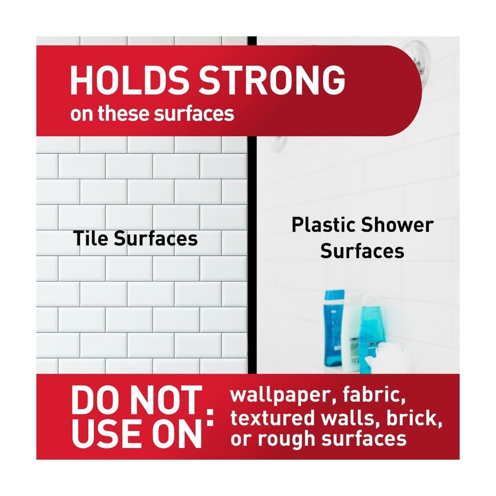 Command Bath Shower Head Holder, White, 1 Holder, 2 Large Strips, Bathroom