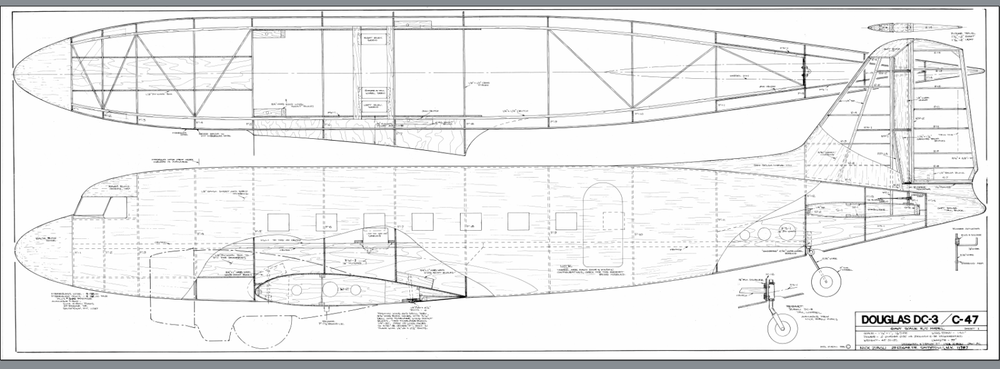 Douglas DC-3 140" Giant Scale RC Model Printed Plans Rolled or Folded