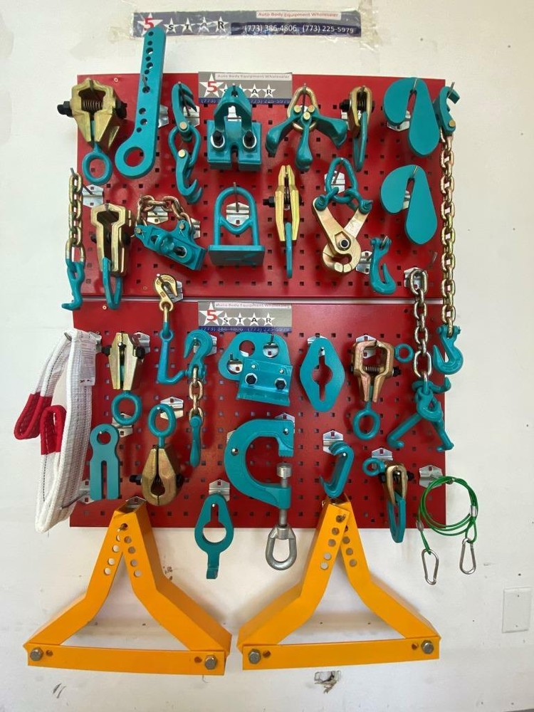 33 PIECE HEAVY DUTY AUTO BODY FRAME MACHINE PULLING TOOLS & CLAMPS #75