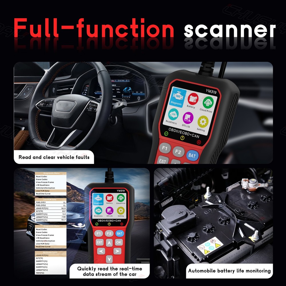 CHUSYYRAY YM319 OBD2 Scanner Code Reader OBD II Check Engine Car Diagnostic Tool