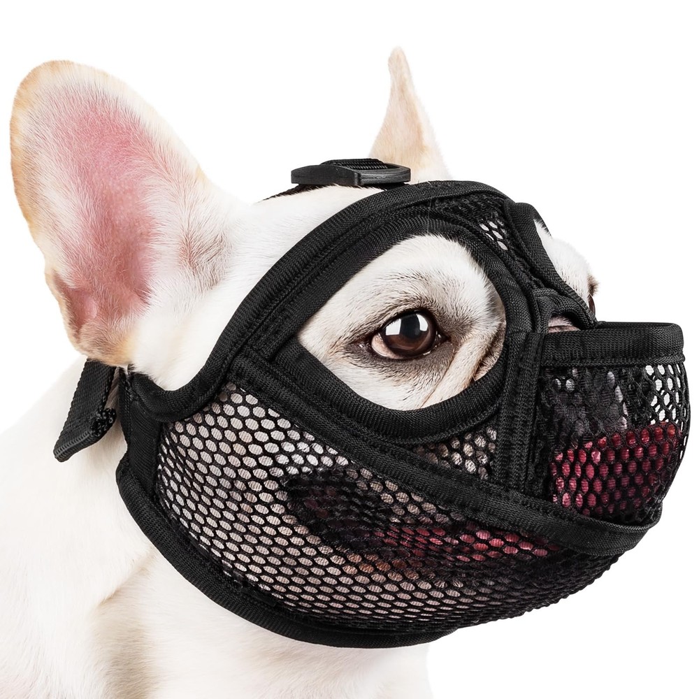 French Bulldog Muzzle, Full Pant Mesh Short Snout Muzzle for Flat-Faced Dogs