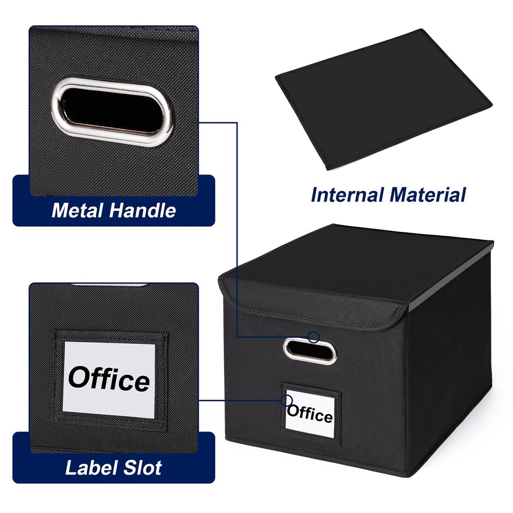 File Organizer Box with Lid, Large Hanging File Folder Organizer with Plastic...