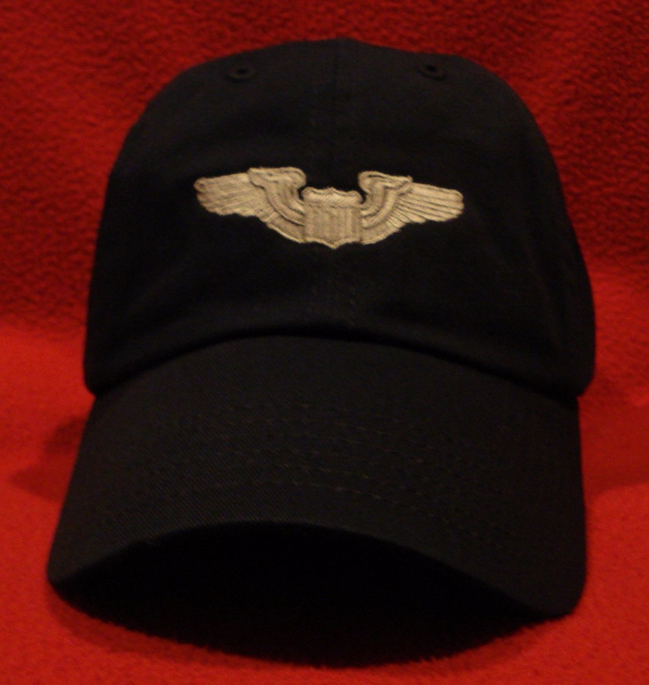 USAF PILOT WINGS (Basic) Aviator BALL CAP low-profile AVIATOR wings hat BLUE