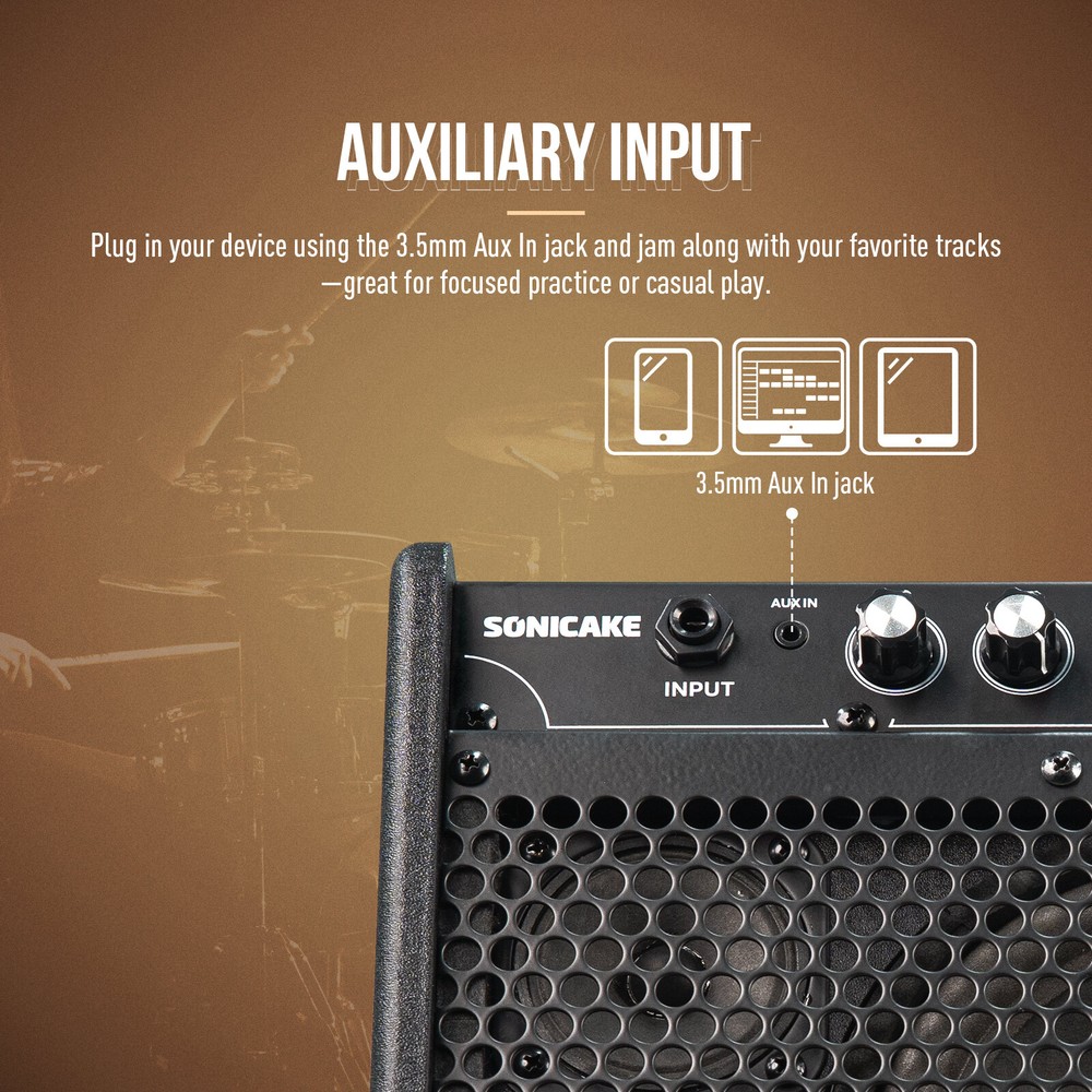 SONICAKE Electric Drum Amplifier 20W Bluetooth Speaker System Dual Drivers