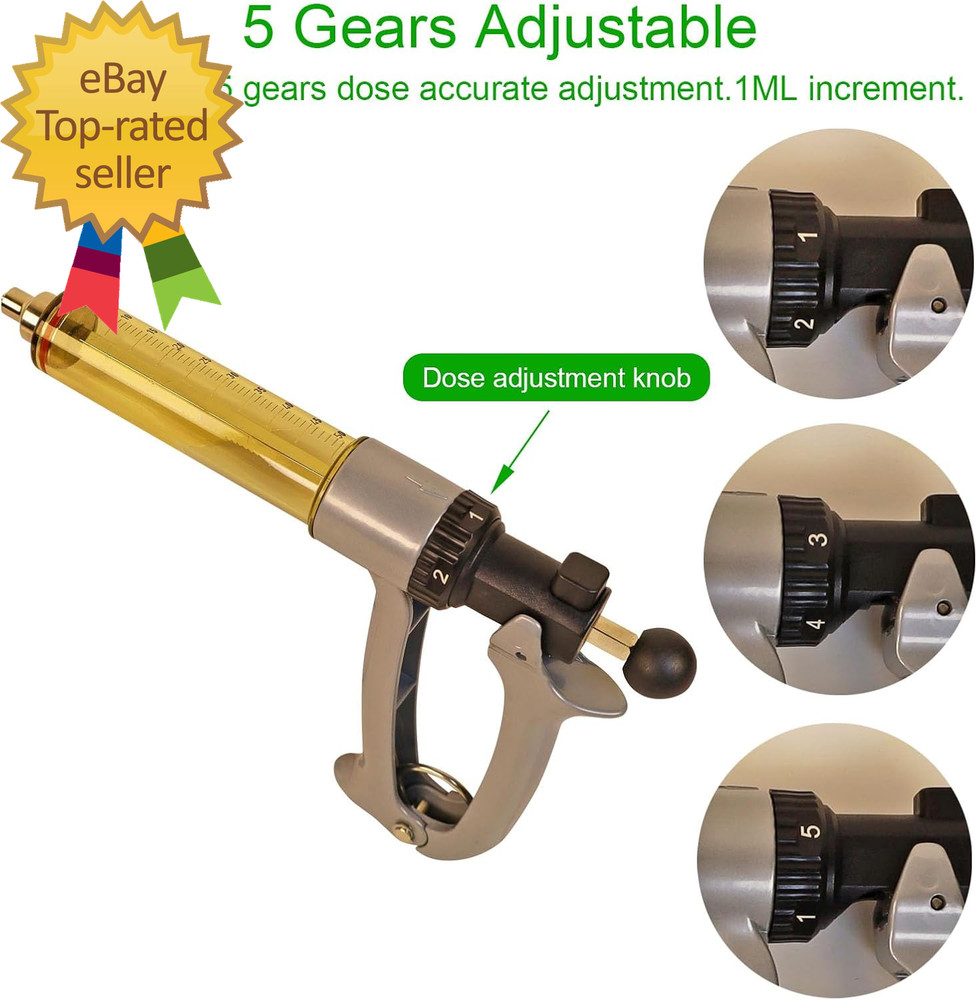 50ML Semi Automatic Livestock Syringe 5 Gears Adjustable Continuous Repeating Lu