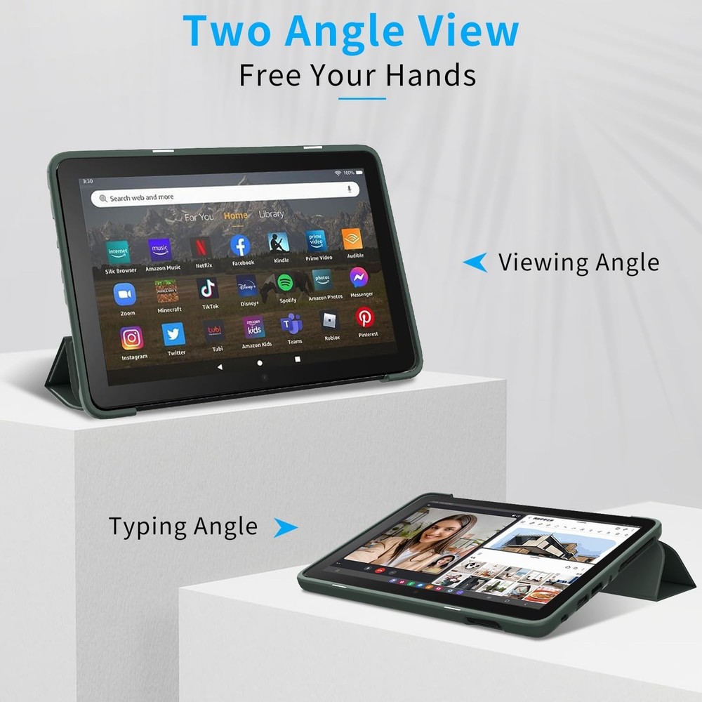 Trifold PU Leather Smart Dual Angle Stand Cover with Auto Wake/Sleep Function...
