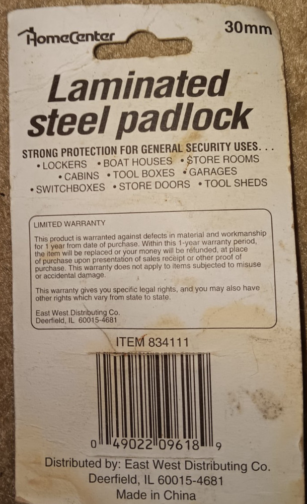 HomeCenter Laminated Steel Padlock 30 mm