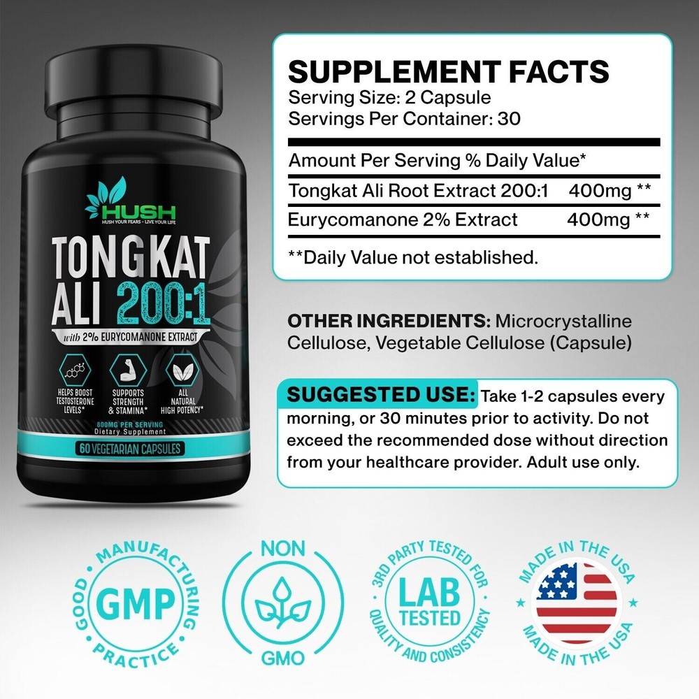 Natural Testosterone Booster - Tongkat Al 200:1 (with 2% Eurycomanone Extract)