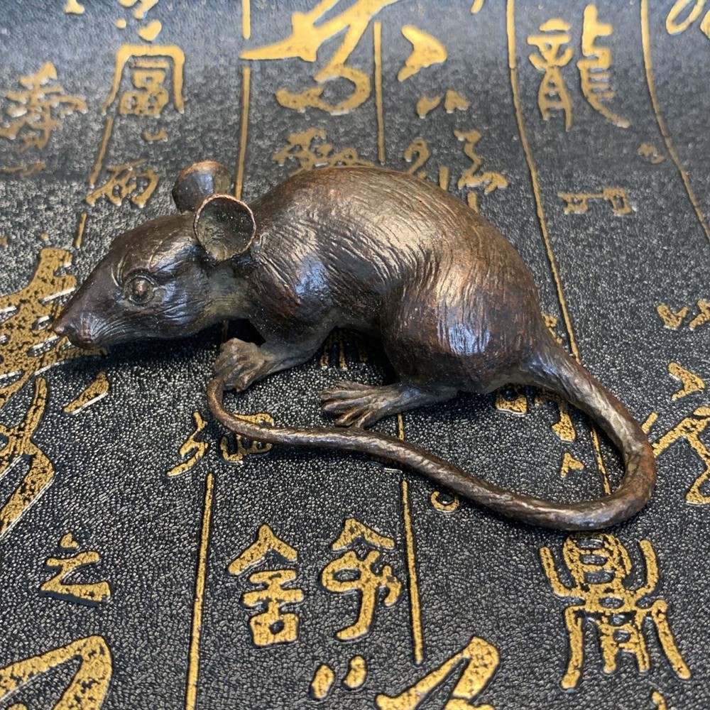 collectable bronze handmade mouse Figure statue netsuke table decoration