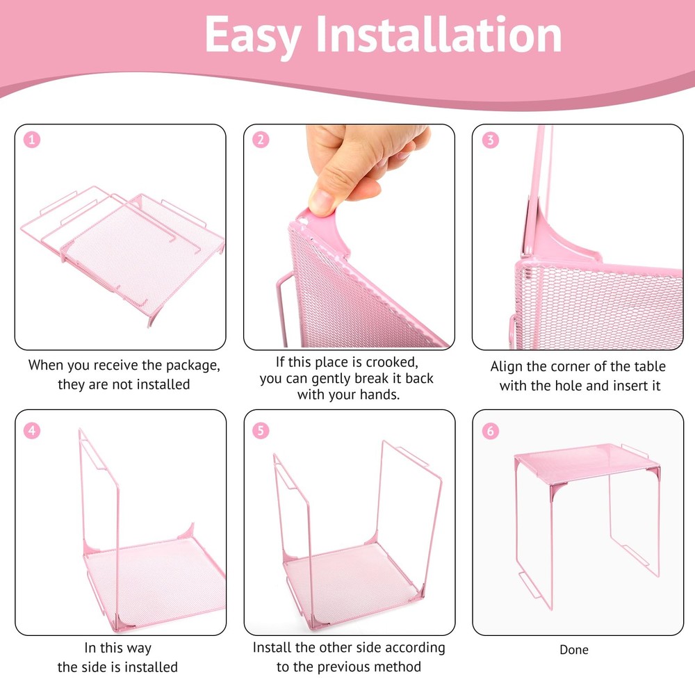 AUECOOME Stackable Locker Organizer Shelf for School Office Home - Light Pink