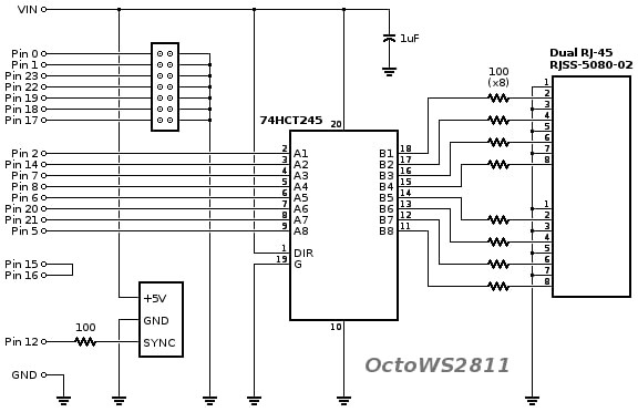 OctoWS2811 Adapter for 3.x 4.x - LED Driver