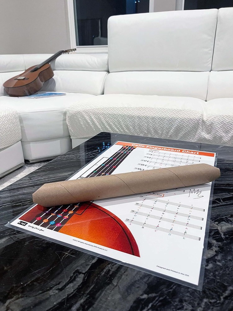 QMG Cello Fingering Chart with Color-Coded Notes, Scales 11x17, Silver