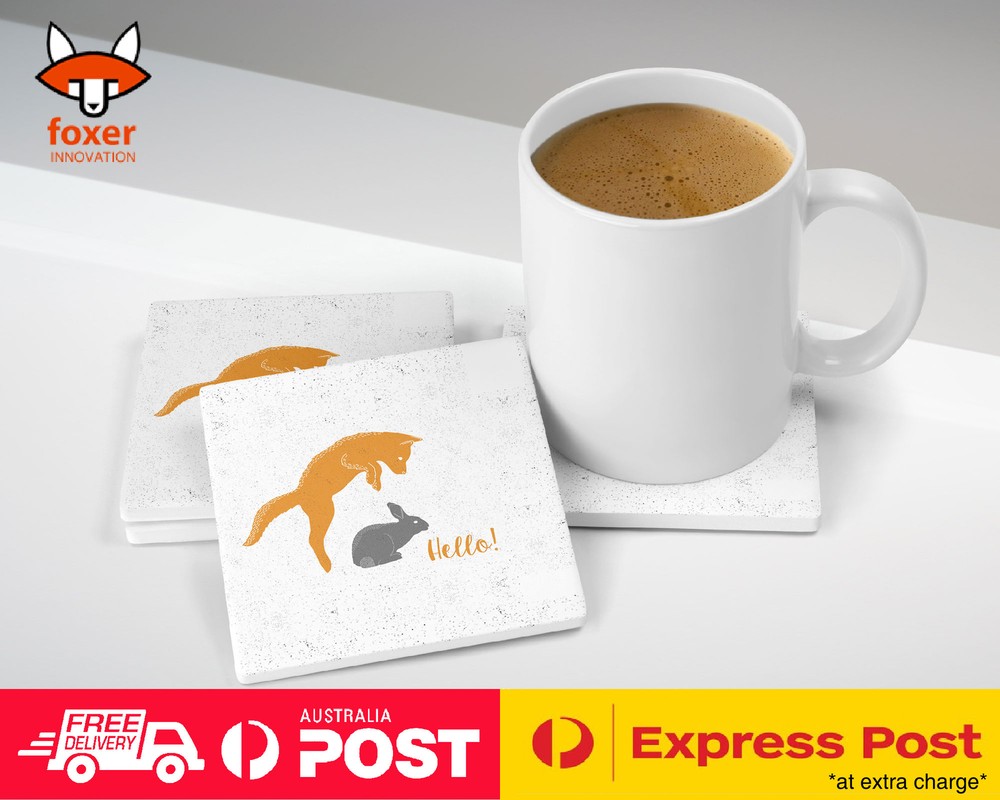 COASTER COFFEE DRINKING MAT|CUTE FOX AND RABBIT