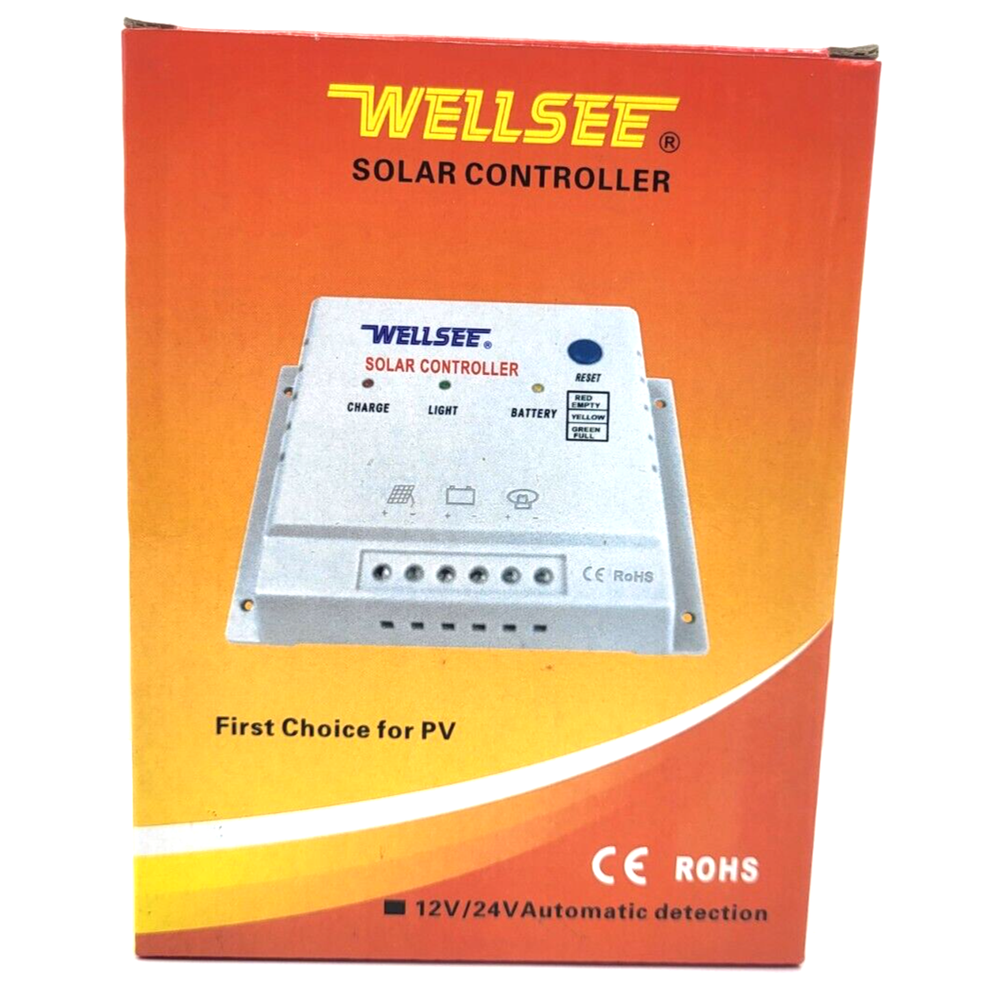 WELLSEE Solar Charge Controller 10 Amp 12V/24V Automatic Detection NOS EE