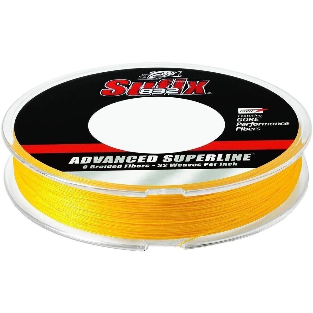 Sufix 832 Advanced Superline Braid, Hi-Vis Yellow, 30-Pound/150-Yard Spool