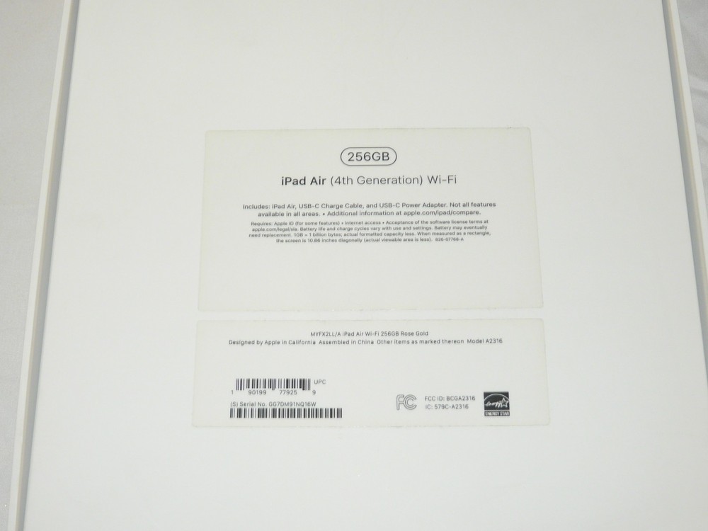 EMPTY REPLACEMENT BOX ONLY - Apple iPad Air 4th Gen Generation A2316 256 GB WiFi