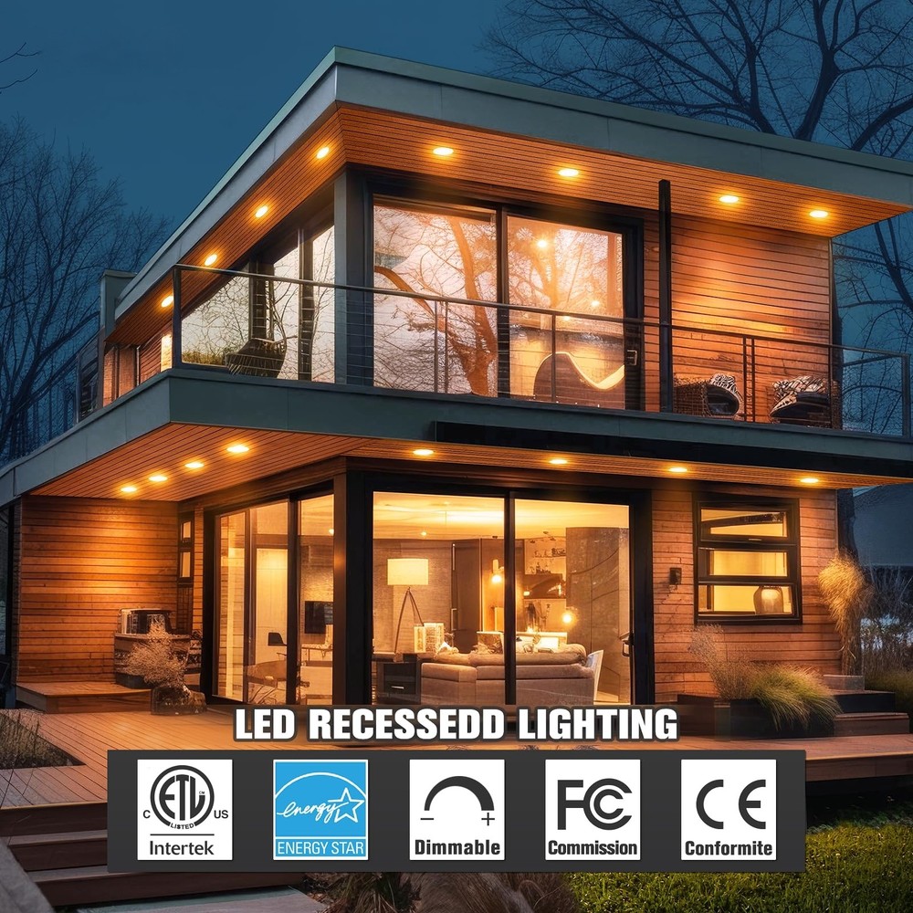 12 Pack 4 Inch 5CCT LED Recessed Ceiling Light Panel Dimmable with Night Light
