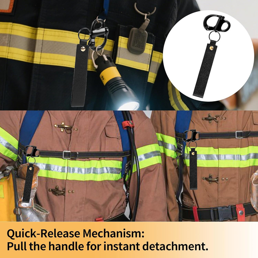 Quick Release Clip Shackle SCBA Mask Firefighter Marine Leather Strap Handles