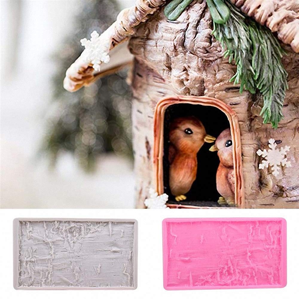 Tree Bark Fondant Impression Mat Earth Mud Wall Texture Silicone Lace Mold