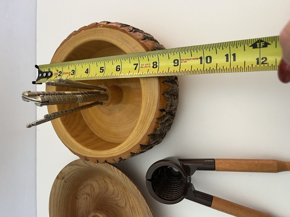 Vintage Nutcracker Complete Set With Log Bark & All Tool & Disposal Bowl