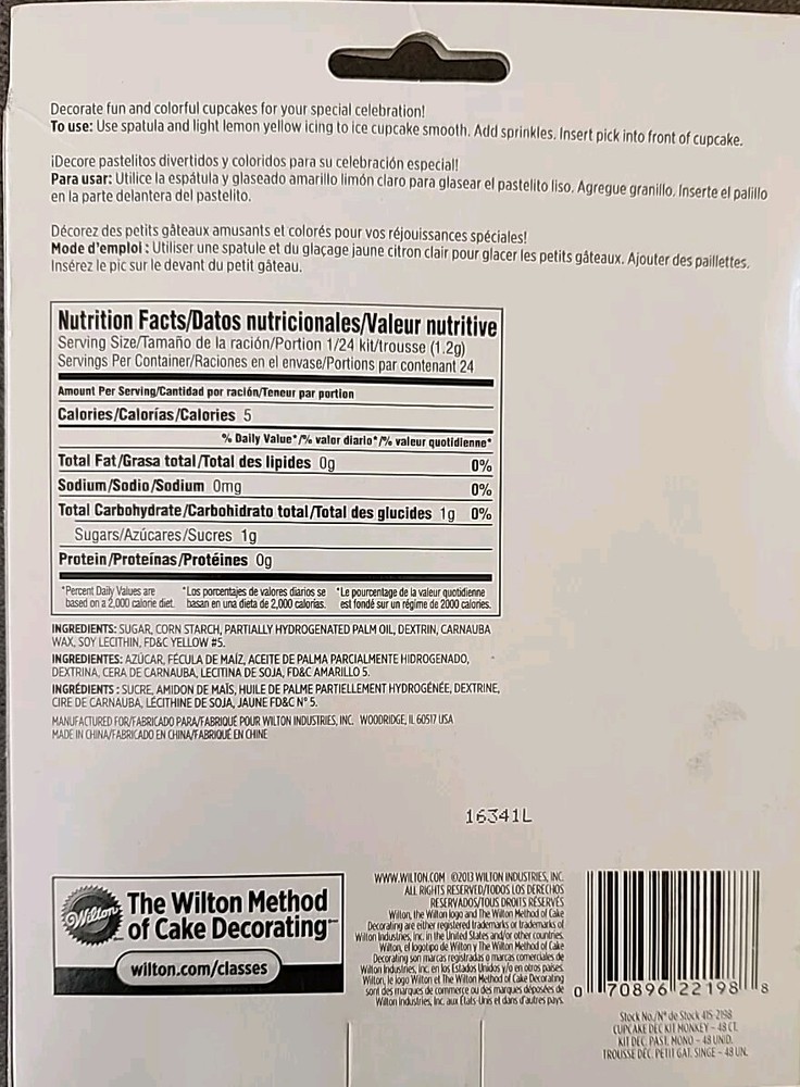 Wilton MONKEY Cupcake Decorating Kit NEW for 24 Cupcakes