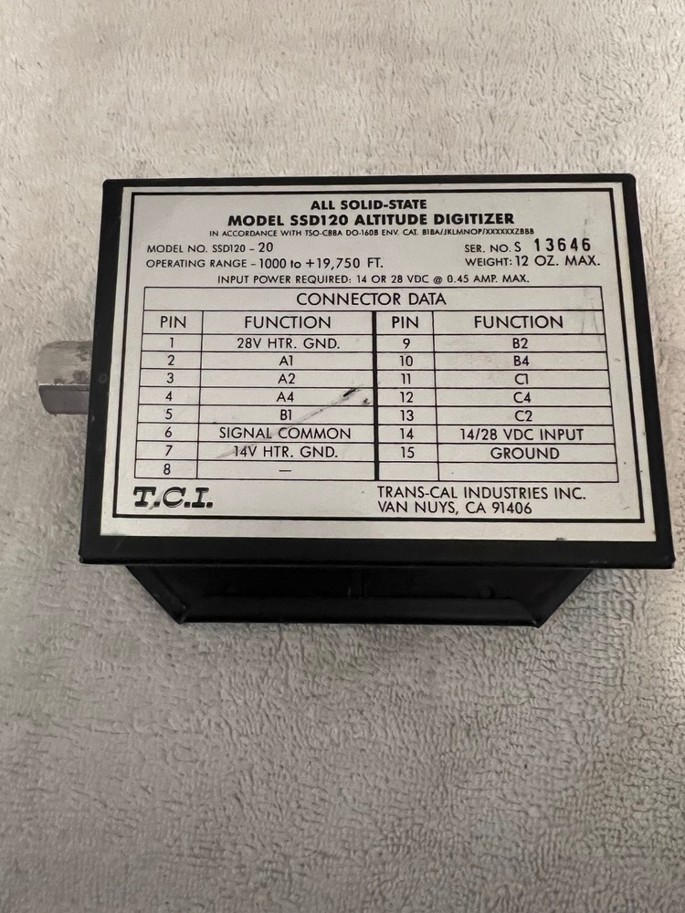 TCI SSD120 Altitude Digitizer Encoder P/N: SSD120 with connector