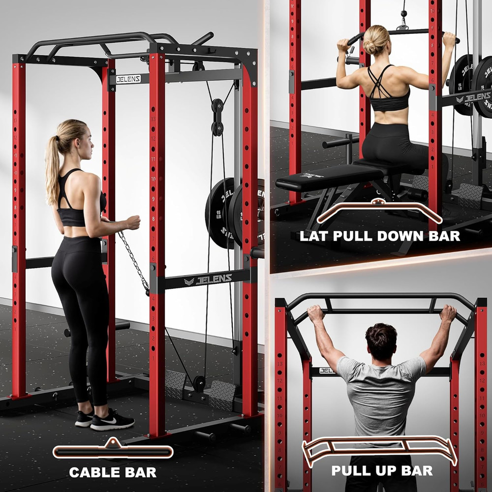 S21 Power Cage, Multi-Function Power Rack with Adjustable Cable Crossover System