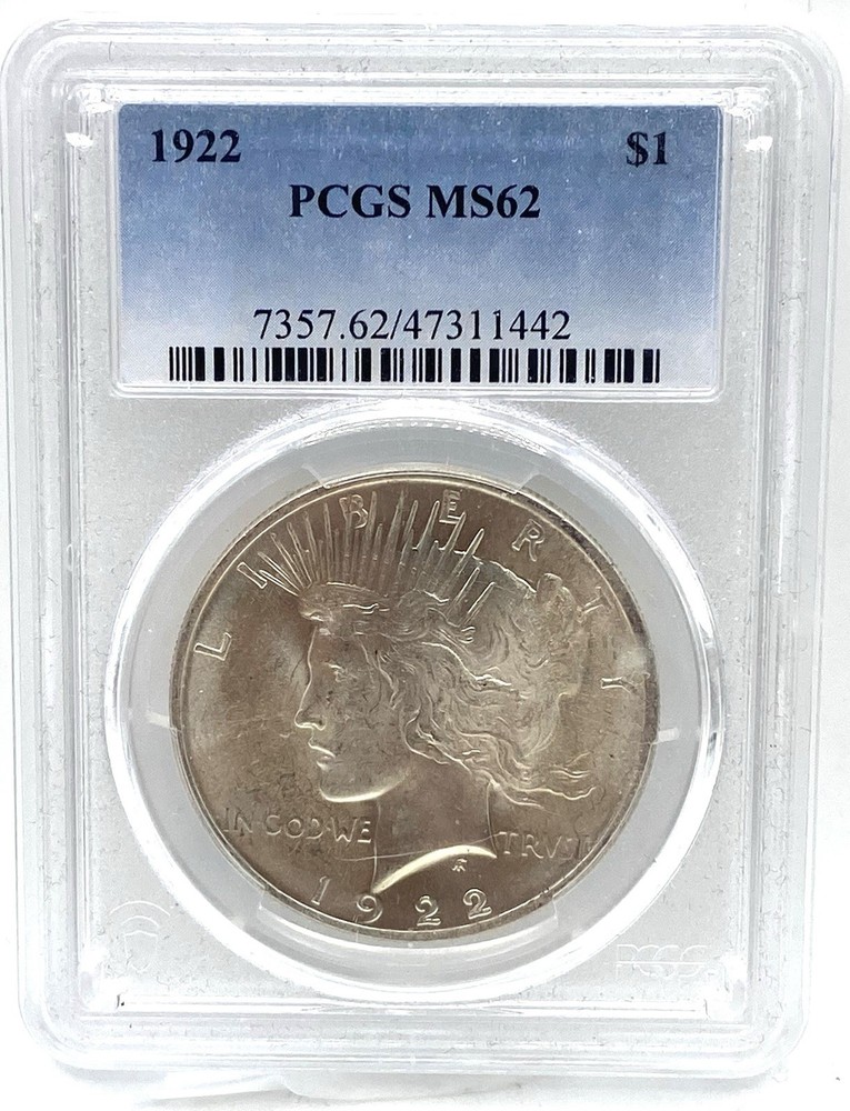 1922 Peace Silver Dollar $1 PCGS MS-62