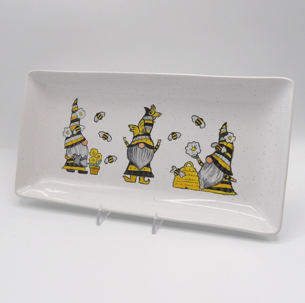 FALL GNOMES RECTANGULAR PLATTER BY HEARTLAND HIVE NEW
