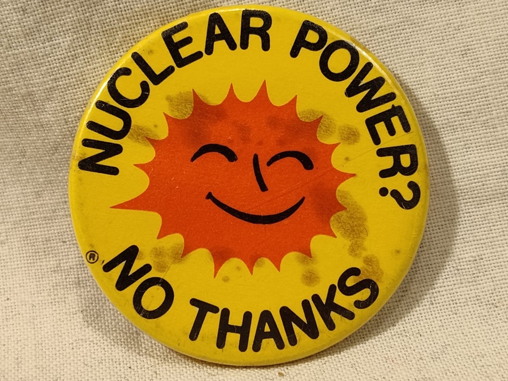 Vintage Campaign For No Nuclear Power Pinback Button 1980