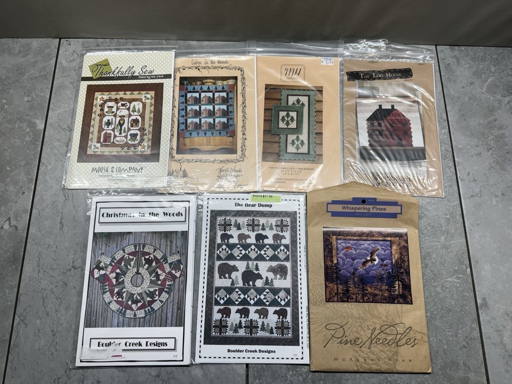 Lot Of 7 Rustic Cabin Outdoors Patchwork Quilt Template Sets Assorted Sizes