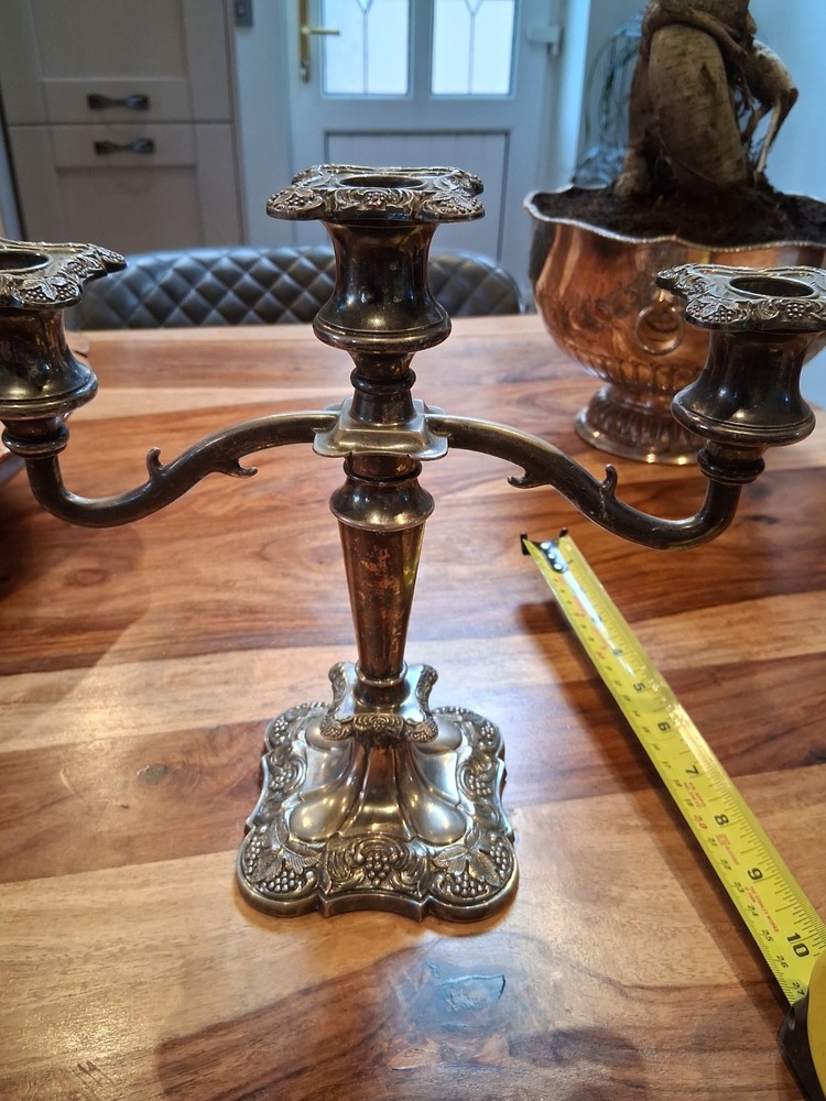 Pair Of  X 3 Arm Silver Plated Candlesticks