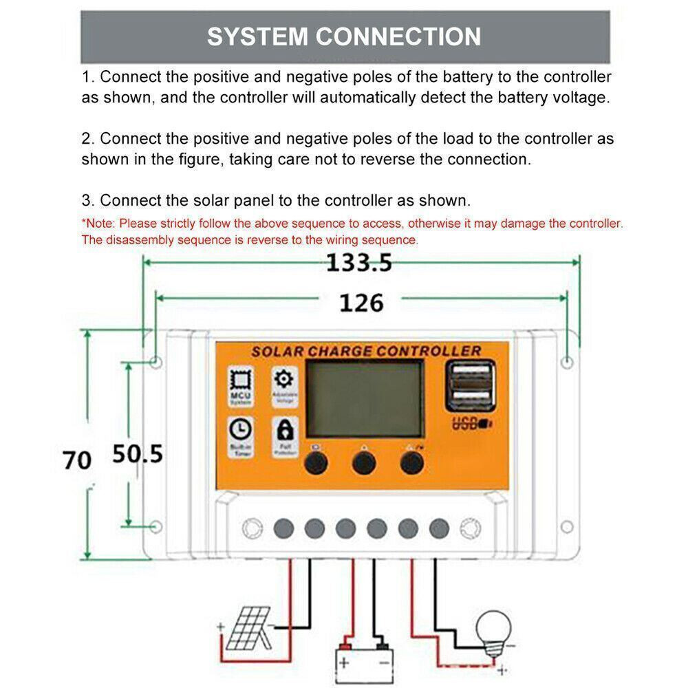 100A 12/24V MPPT Solar Panel Kit Regulator Charge Controller Auto Focus Tracking