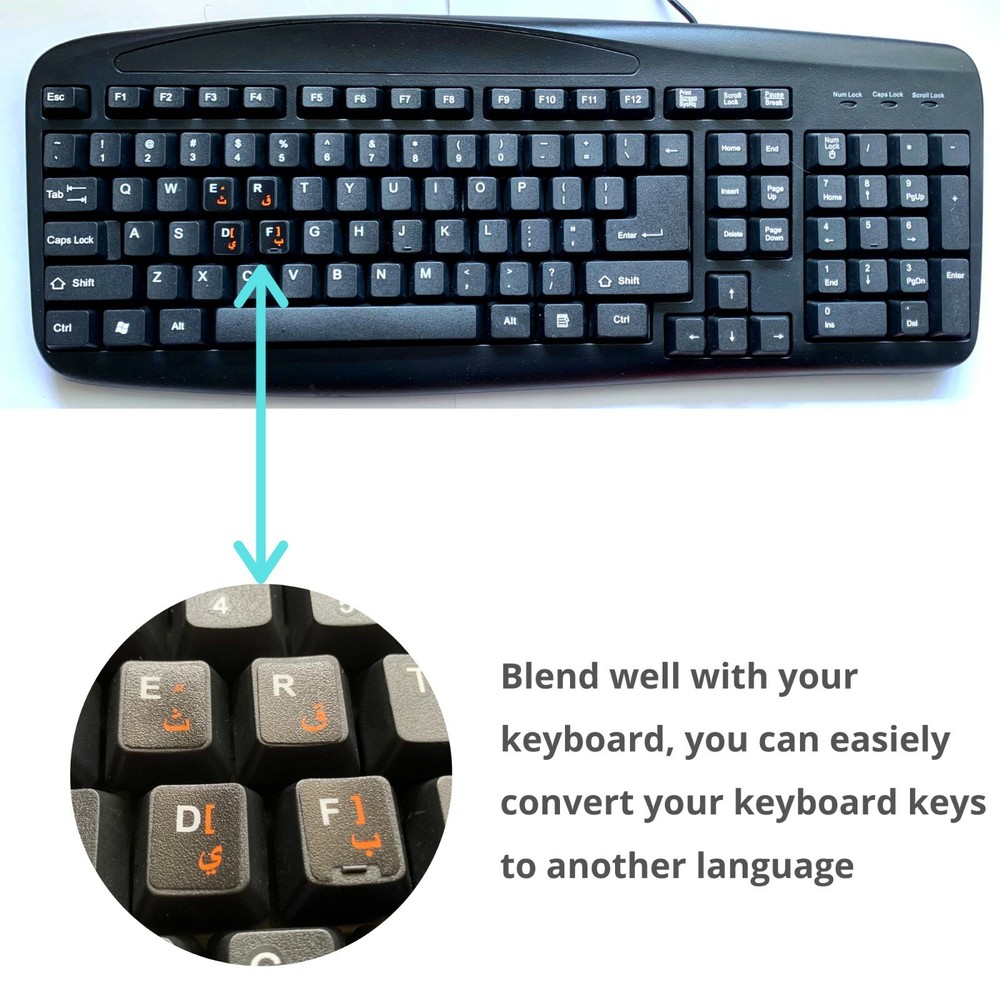 2 PCS Arabic keyboard stickers Waterproof Replacement Computer Laptop Orange