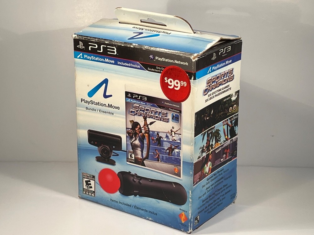 PS3 Playstation Move Bundle With Original Box - Controller, Camera, And Cable